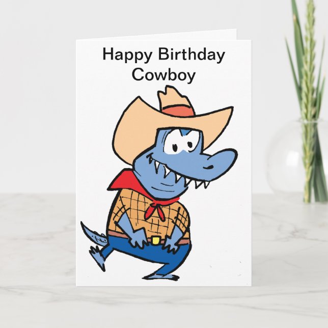 Happy Birthday Cowboy Cartoon Card (Front)