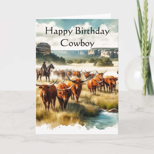 Happy Birthday Cowboy Greeting  Card (Front)