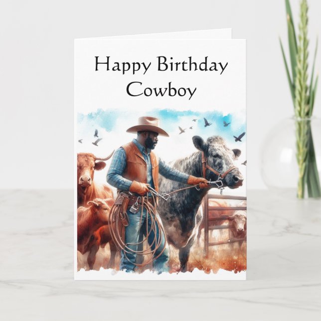 Happy Birthday Cowboy Greeting  Card (Front)