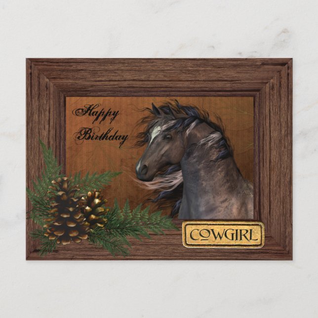 Happy Birthday Cowgirl Postcard (Front)