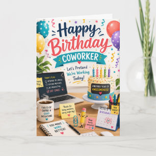 Happy Birthday Coworker Office Humour Greeting Car Card
