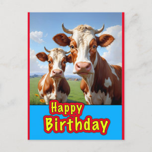 happy birthday cows postcard