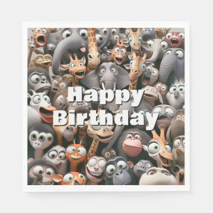 Happy Birthday Crazy Wildlife Group Napkin