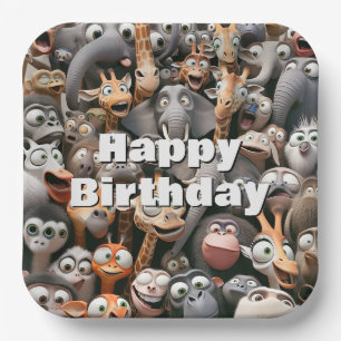 Happy Birthday Crazy Wildlife Group  Paper Plate