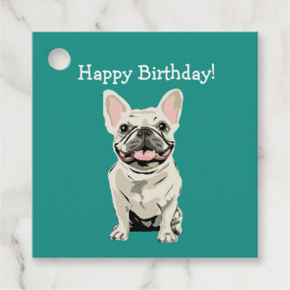 Happy birthday - Cream French Bulldog Favour Tags