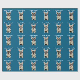 Happy birthday -Cream French Bulldog Wrapping Paper