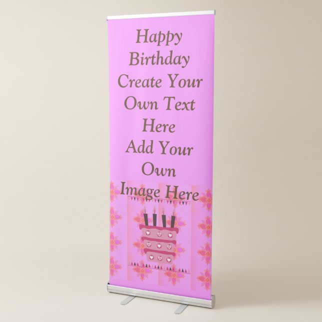 Happy Birthday Create Your Own text and image here Retractable Banner (3/4)