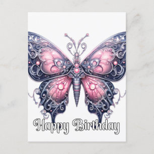 Happy Birthday Creative Butterfly Design Holiday Postcard