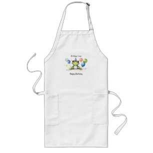 Happy Birthday CREW Whimsical cute frog balloons Long Apron