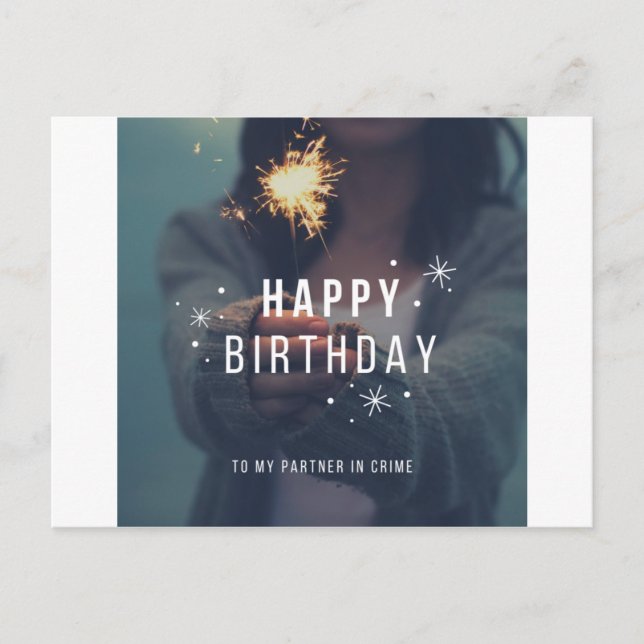 Happy Birthday - Crime Partner - Sister Postcard (Front)