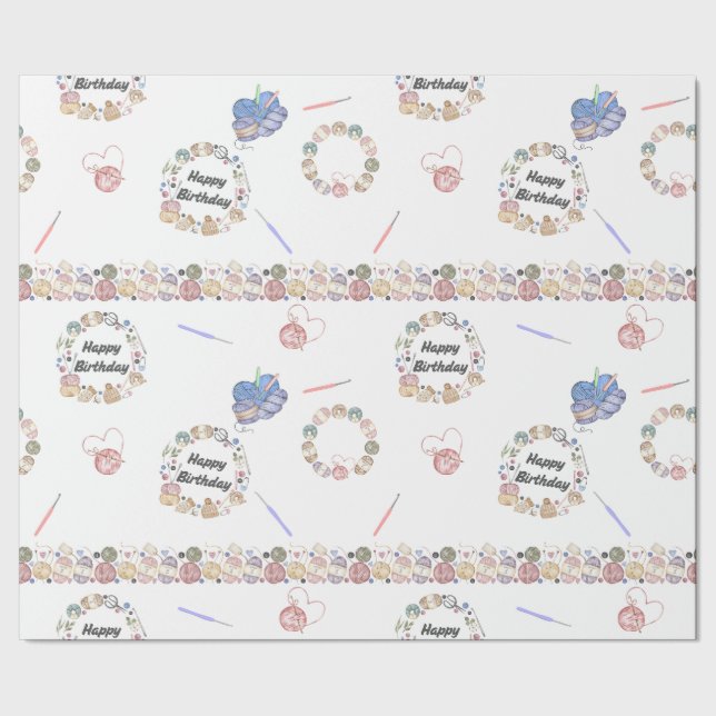 Happy Birthday Crochet Wrapping Paper (Seam)