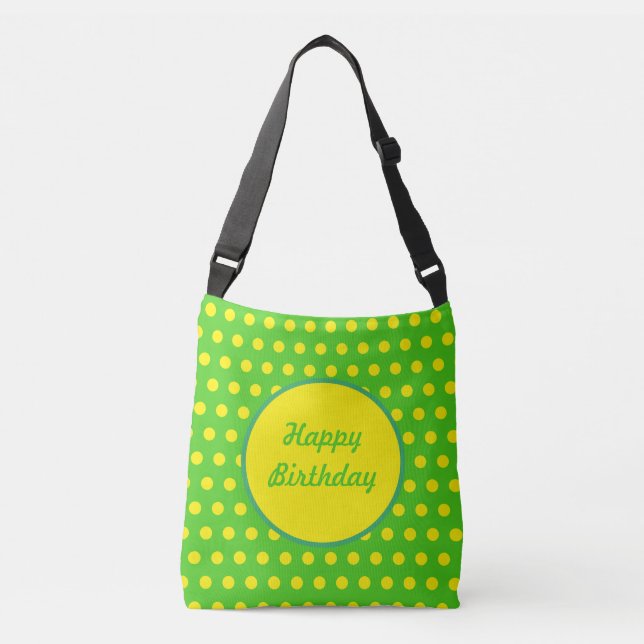 Happy Birthday Crossbody Bag (Neon Green) (Front)