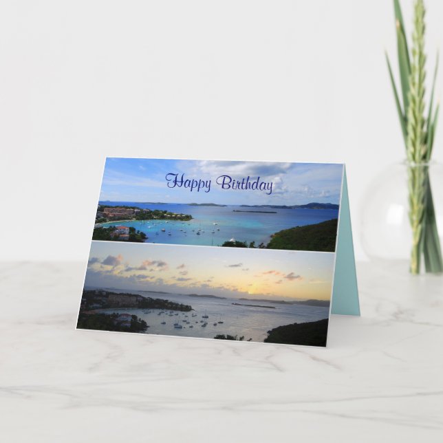 Happy Birthday, Cruz Bay Collage, St. John, U.S.V. Card (Front)