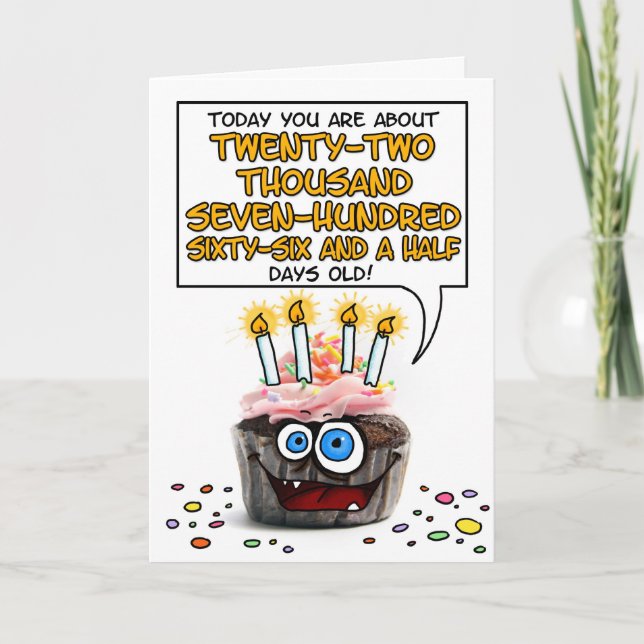 Happy Birthday Cupcake - 62 years old Card (Front)