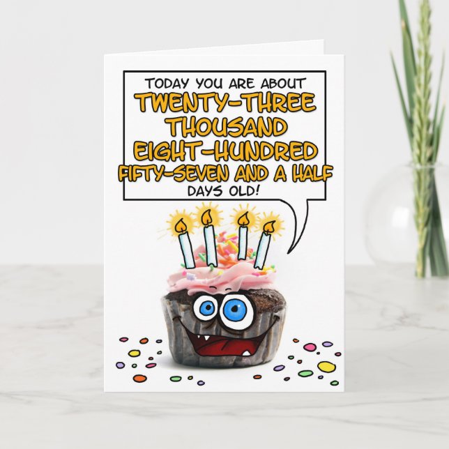 Happy Birthday Cupcake - 65 years old Card (Front)