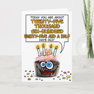 Happy Birthday Cupcake - 70 years old Card