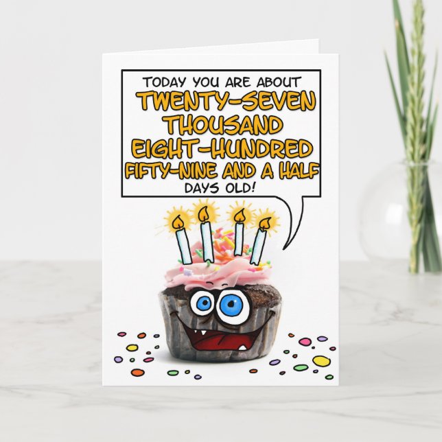 Happy Birthday Cupcake - 76 years old Card (Front)