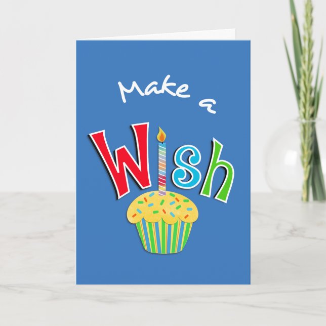 Happy Birthday Cupcake and Candle Greeting Card (Front)