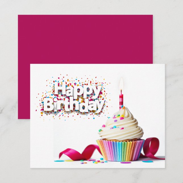 Happy Birthday Cupcake Card (Front/Back)