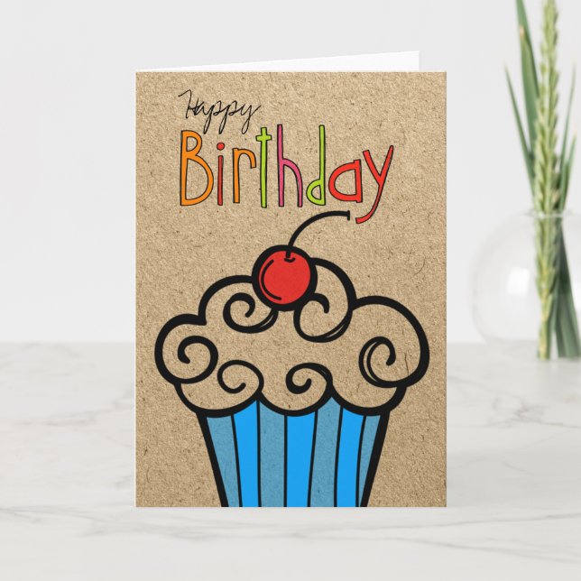 Happy Birthday Cupcake Card (Front)