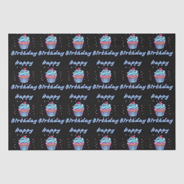 Happy Birthday Cupcake Confetti Tissue Paper (Front)