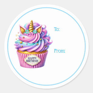 Happy Birthday Cupcake Gift Tag Stickers