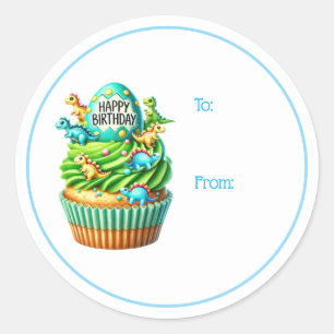Happy Birthday Cupcake Gift Tag Stickers