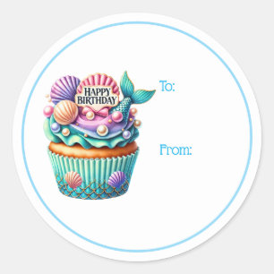Happy Birthday Cupcake Gift Tag Stickers