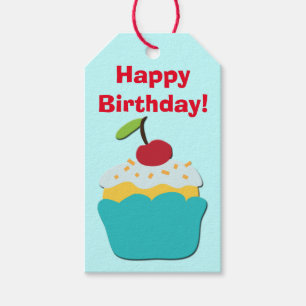 Happy Birthday Cupcake Gift Tags