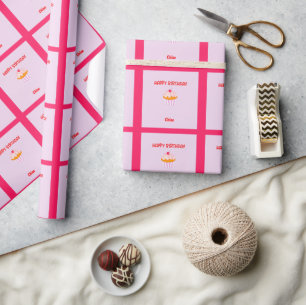 Happy Birthday Cupcake Personalised with Name Wrapping Paper