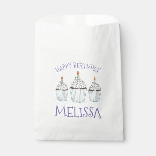 Happy Birthday Cupcake Sprinkles Frosting Candle Favour Bags