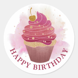Happy Birthday Cupcake Sticker