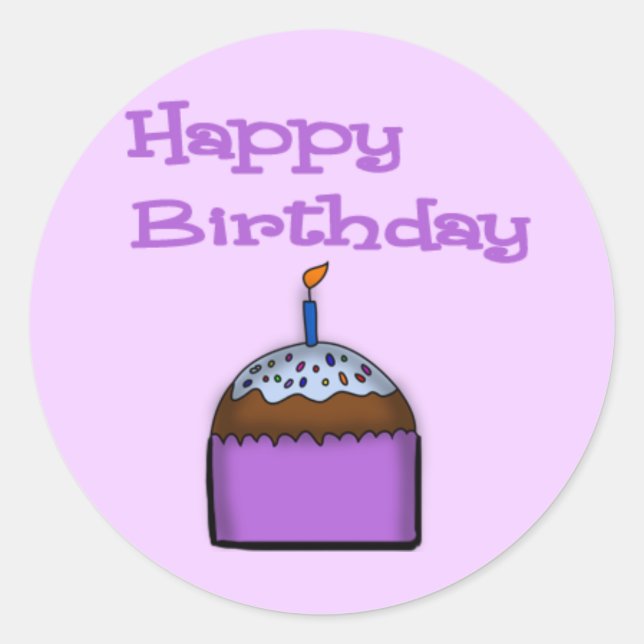 Happy Birthday Cupcake Sticker (Front)