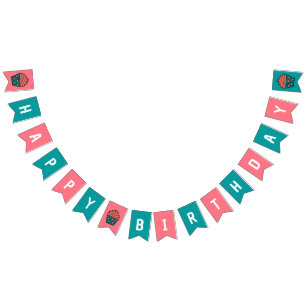 Happy Birthday Cupcake Theme Birthday Party Bunting
