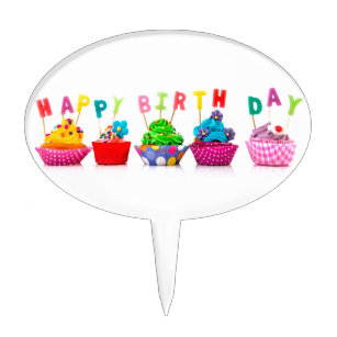 Happy Birthday Cupcakes Cake Toppers