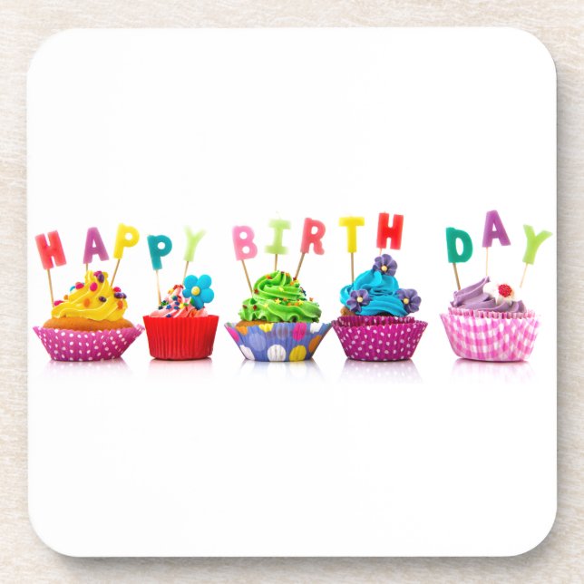 Happy Birthday Cupcakes Coaster (Front)
