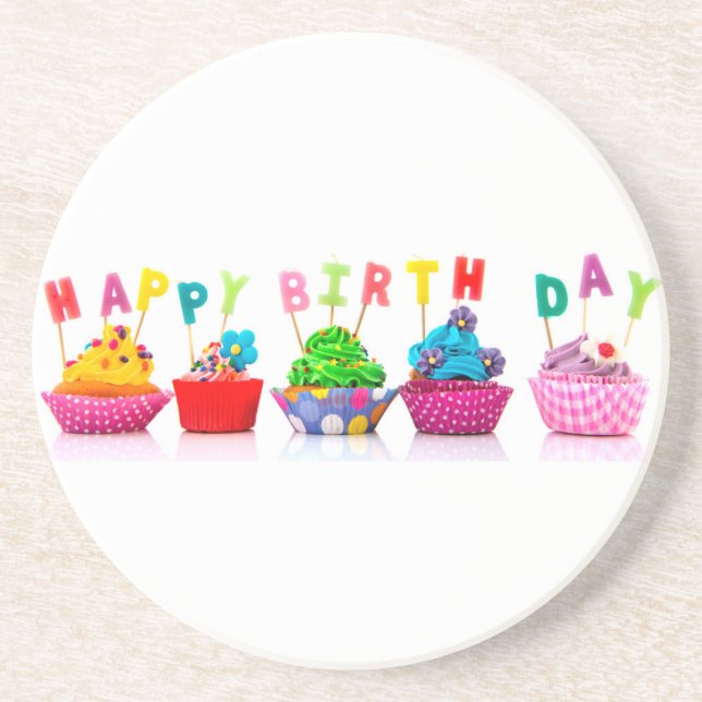 Happy Birthday Cupcakes Coaster (Front)