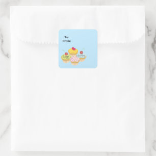 Happy Birthday Cupcakes Gift Tag Stickers
