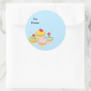 Happy Birthday Cupcakes Gift Tag Stickers