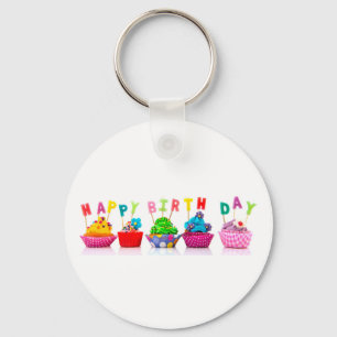 Happy Birthday Cupcakes - Keychain