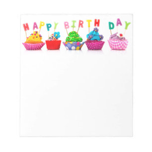 Happy Birthday Cupcakes Notepad
