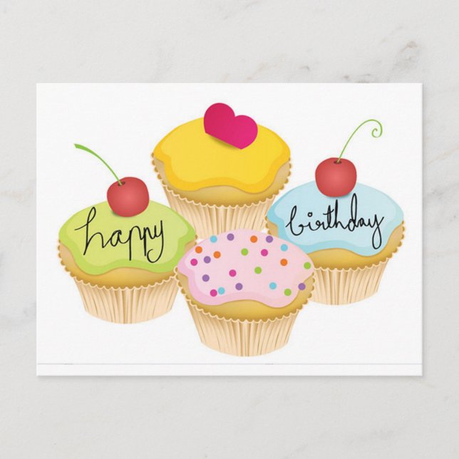 Happy Birthday Cupcakes Postcard (Front)