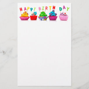 Happy Birthday Cupcakes Stationery