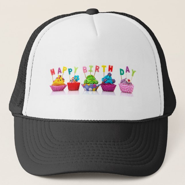 Happy Birthday Cupcakes Trucker Hat (Front)