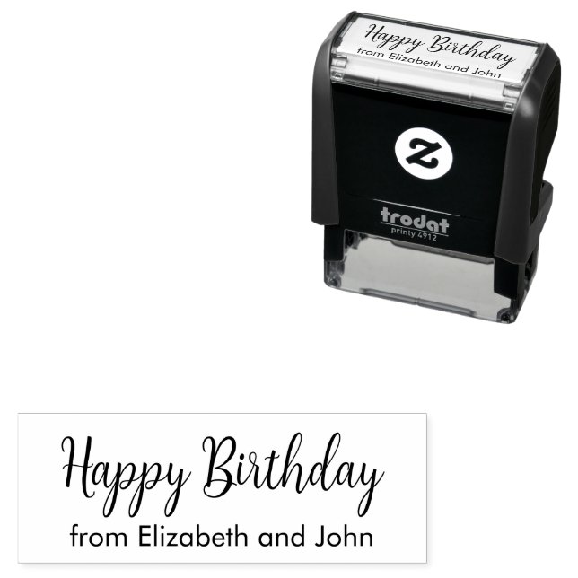 Happy Birthday Cursive Script with Senders' Names Self-inking Stamp (In Situ)