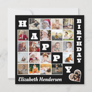 Happy Birthday Custom 21 Photo Collage Gift  Card