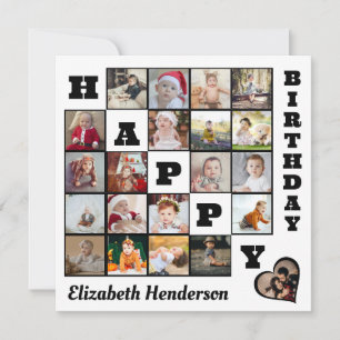 Happy Birthday Custom 21 Photo Collage Gift Holiday Card