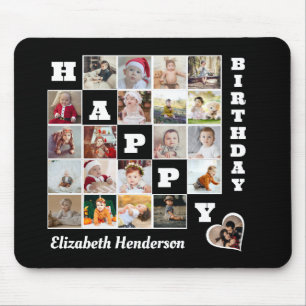 Happy Birthday Custom 21 Photo Collage Gift Mouse Mat