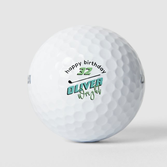 Happy Birthday custom age / name Golf Balls (Front)