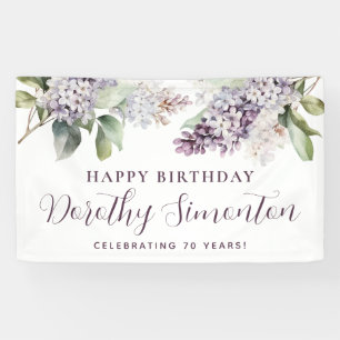 Happy Birthday Custom Banner Purple Floral 70th